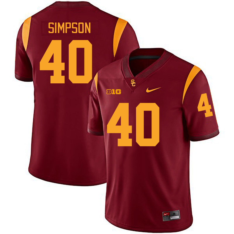 USC Trojans #40 L Simpson Big 10 Conference College Football Jerseys Stitched Sale-Cardinal